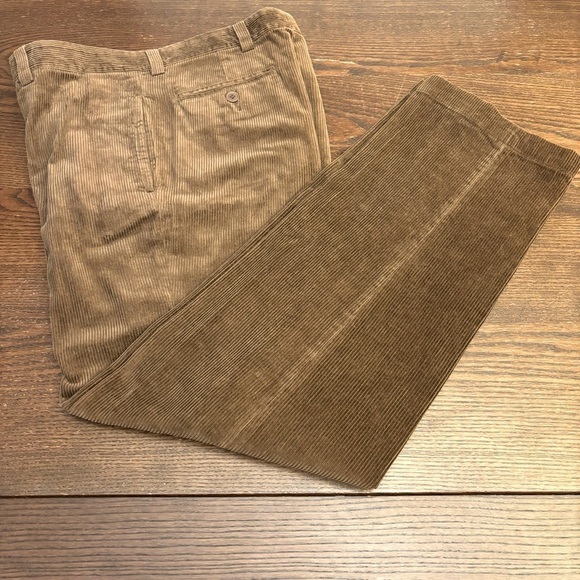 M. Gordon Men’s Vintage Corduroy Pleated Pants W34 L34 Bear Brown 5 Pockets NWT - Picture 2 of 16